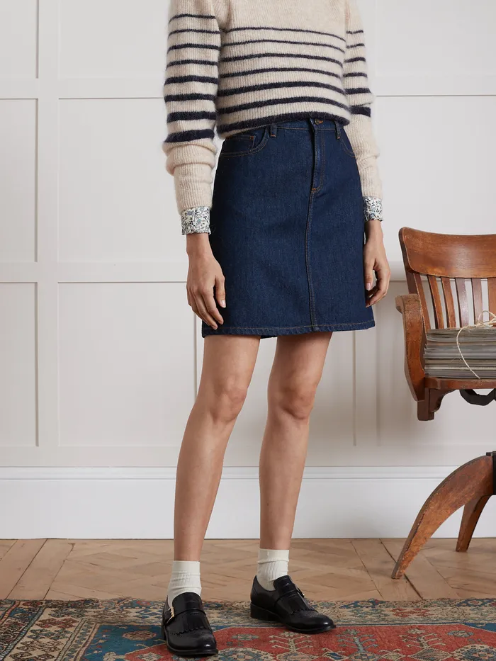 Women Cyrillus Clothing Short Organic Cotton Jeans Skirt Denim Brut