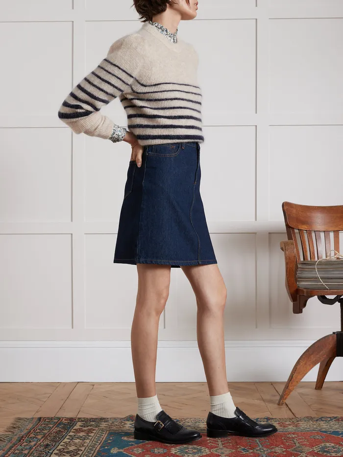 Women Cyrillus Clothing Short Organic Cotton Jeans Skirt Denim Brut