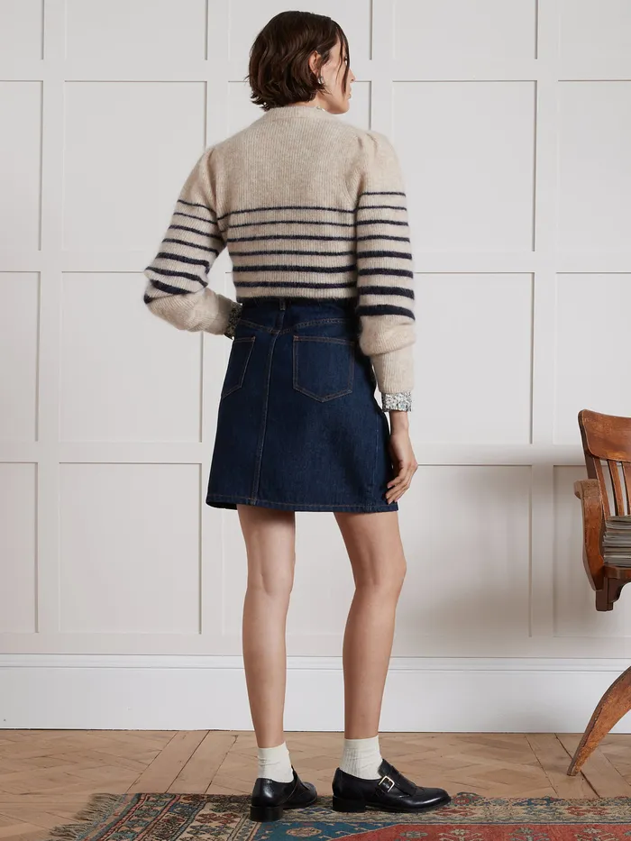 Women Cyrillus Clothing Short Organic Cotton Jeans Skirt Denim Brut