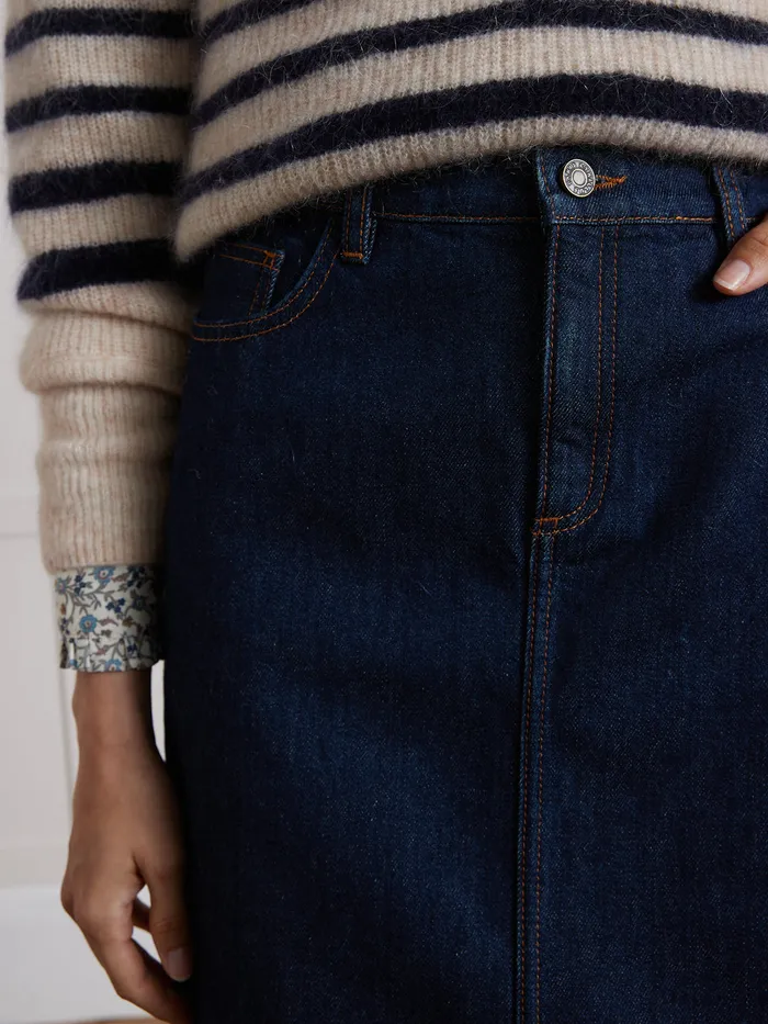 Women Cyrillus Clothing Short Organic Cotton Jeans Skirt Denim Brut