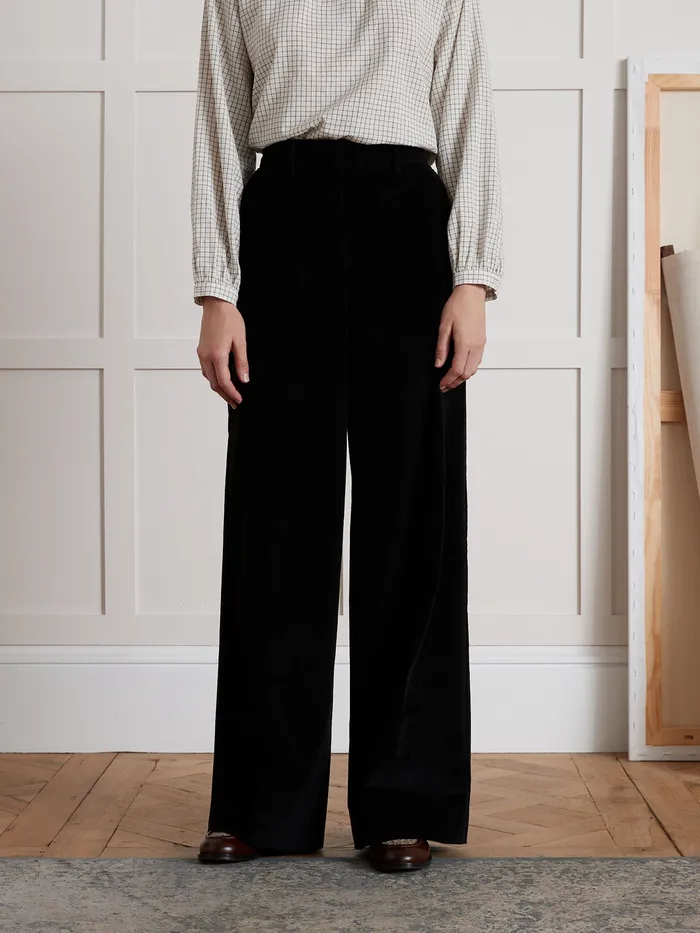 Women Cyrillus Clothing Sophie WideLeg Corduroy Trousers Navy Noir