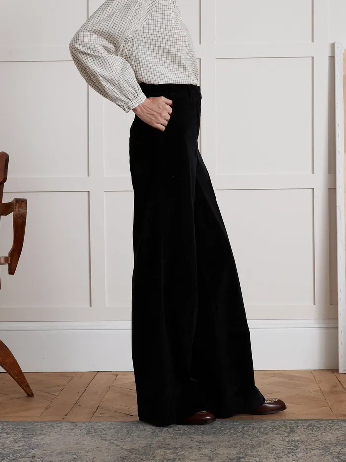 Women Cyrillus Clothing Sophie WideLeg Corduroy Trousers Navy Noir
