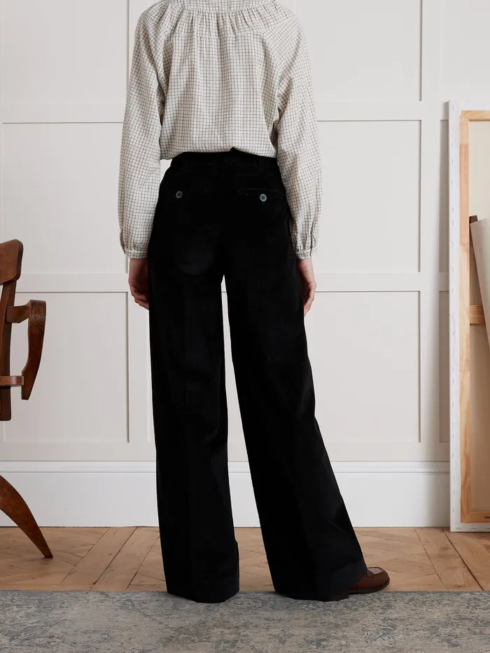 Women Cyrillus Clothing Sophie WideLeg Corduroy Trousers Navy Noir