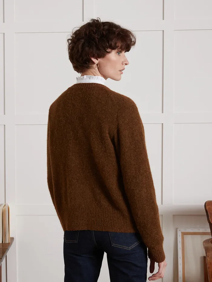 Women Cyrillus Clothing Wool An Alpaca Cardigan Moka