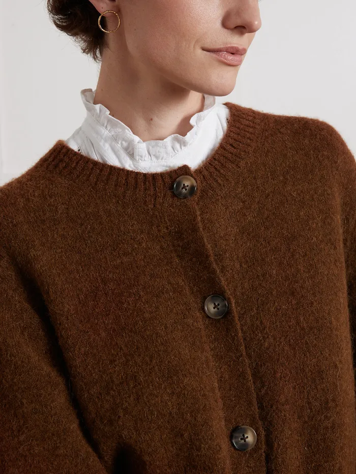 Women Cyrillus Clothing Wool An Alpaca Cardigan Moka