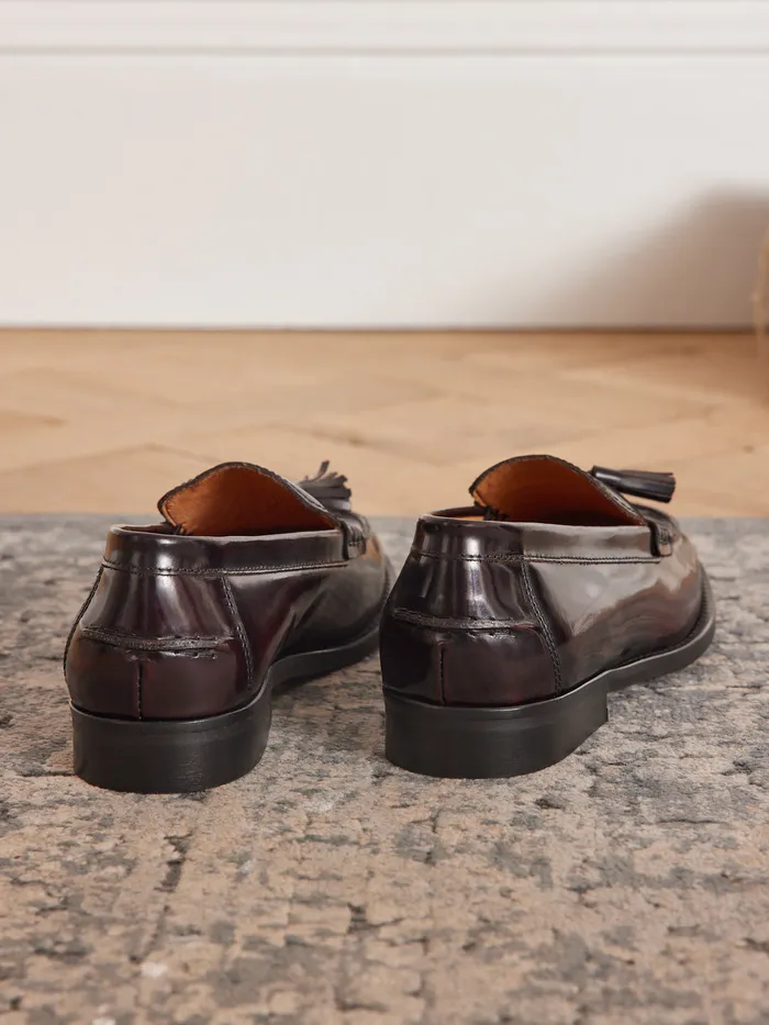 Women Cyrillus Shoes Leather Loafers With Tassels Bordeaux