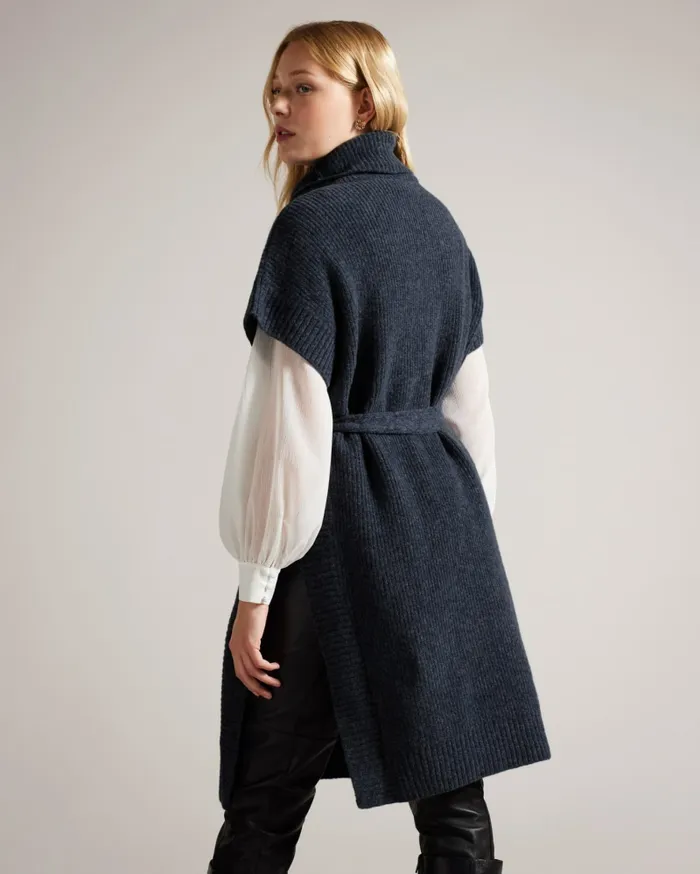 Women DANLENA 8211 Engineered Knit Funnel Neck Cape Navy Ted Baker Jumpers and Cardigans