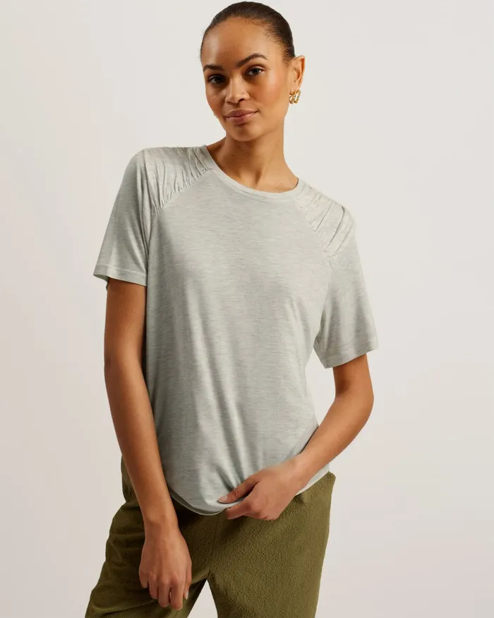 Women DAWNAAA 8211 Relaxed TShirt With Shoulder Gathers Greymarl Ted Baker Tops and Blouses