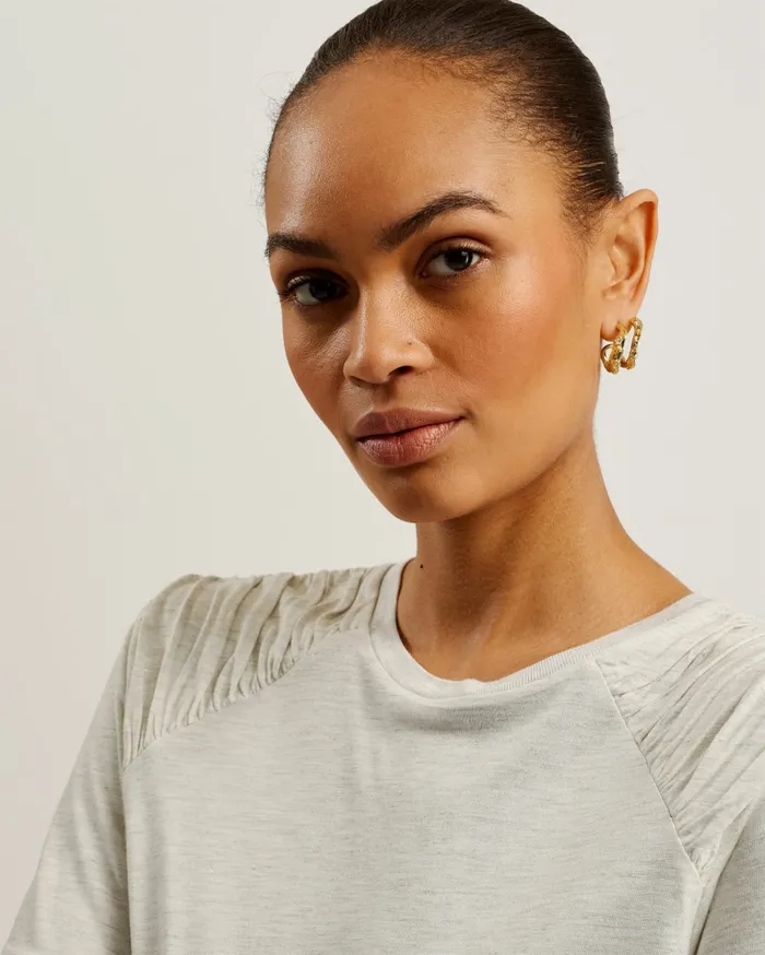 Women DAWNAAA 8211 Relaxed TShirt With Shoulder Gathers Greymarl Ted Baker Tops and Blouses