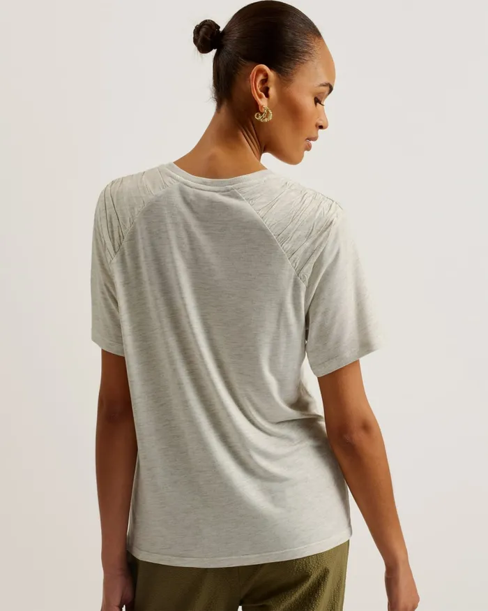 Women DAWNAAA 8211 Relaxed TShirt With Shoulder Gathers Greymarl Ted Baker Tops and Blouses