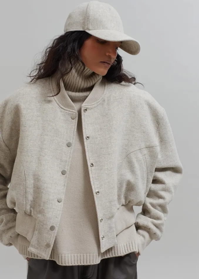 Women Debbie Wool Bomber 8211 Taupe Melange The Frankie Shop Outerwear