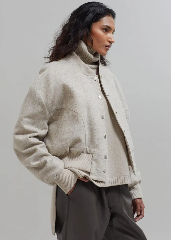 Women Debbie Wool Bomber 8211 Taupe Melange The Frankie Shop Outerwear