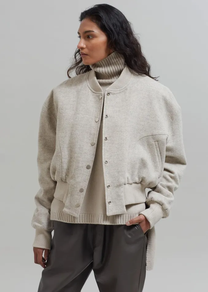 Women Debbie Wool Bomber 8211 Taupe Melange The Frankie Shop Outerwear