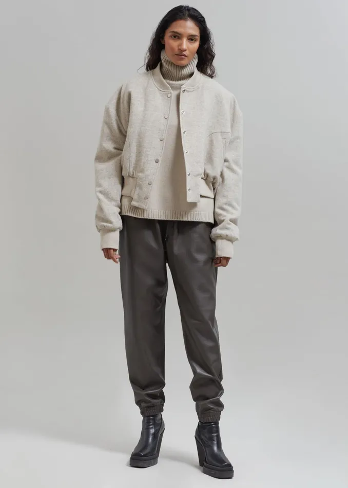 Women Debbie Wool Bomber 8211 Taupe Melange The Frankie Shop Outerwear