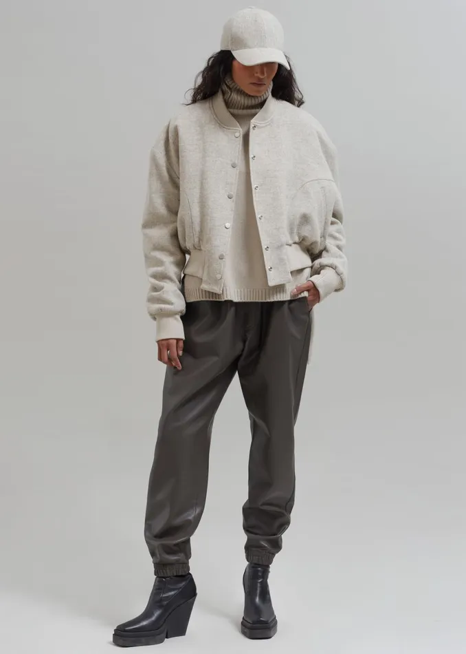 Women Debbie Wool Bomber 8211 Taupe Melange The Frankie Shop Outerwear