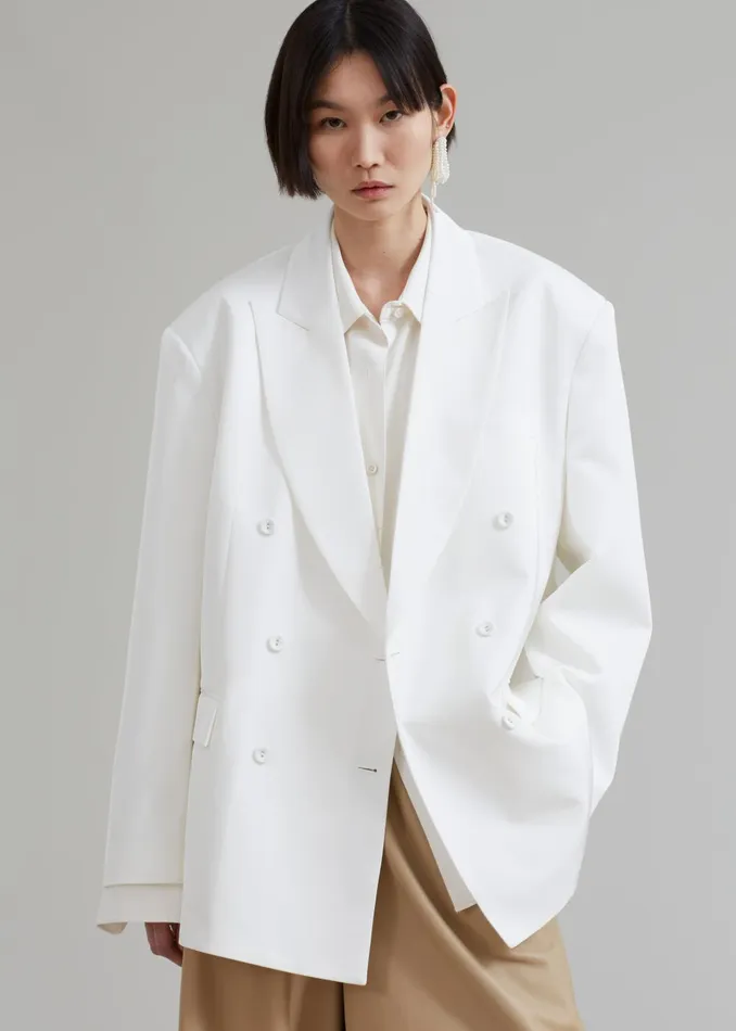 Women Demi Blazer 8211 White The Frankie Shop Outerwear