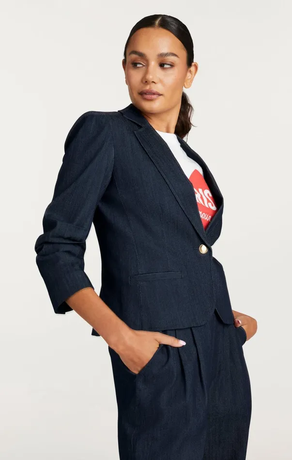 Women Denim Cinq Sept Petit Denim Khloe Blazer Indigo