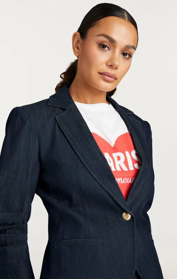 Women Denim Cinq Sept Petit Denim Khloe Blazer Indigo