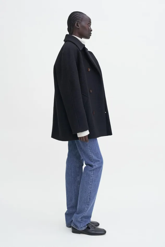Women Double Breasted Boiled Wool Jacket Black Filippa K Outerwear