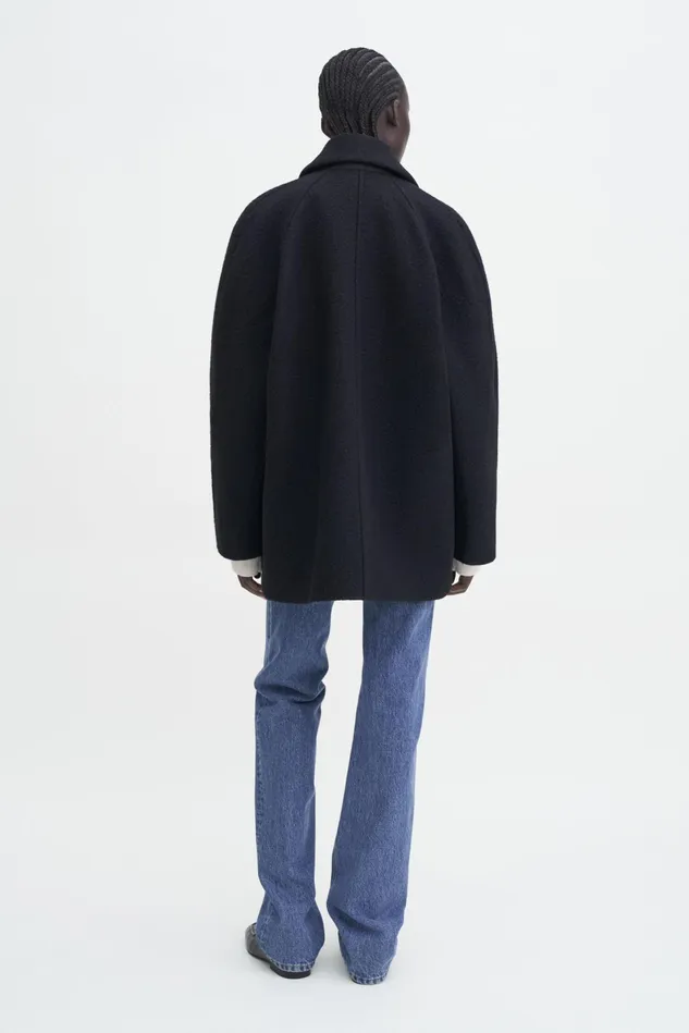 Women Double Breasted Boiled Wool Jacket Black Filippa K Outerwear