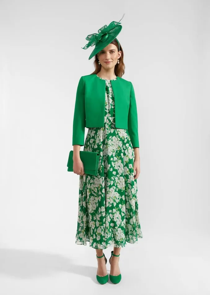 Women Dresses and Jumpsuits Hobbs Bronwyn Silk Midi Dress Green Multi