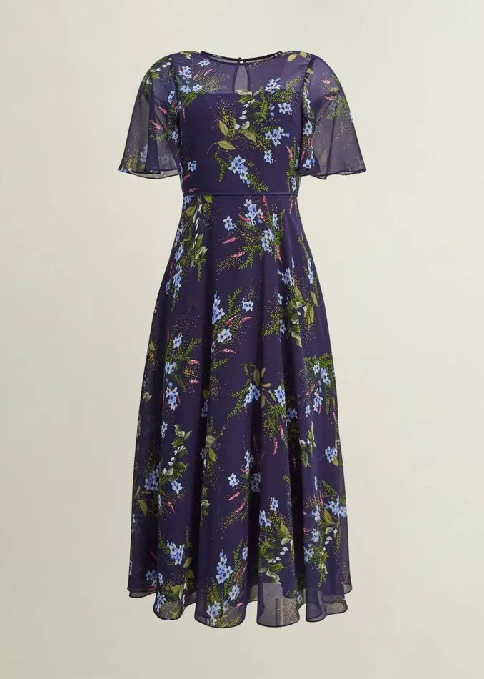 Women Dresses and Jumpsuits Hobbs Petite Callie Midi Dress Navy Multi