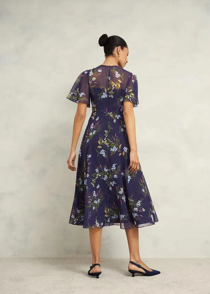 Women Dresses and Jumpsuits Hobbs Petite Callie Midi Dress Navy Multi
