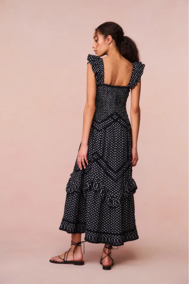 Women Dresses LoveShackFancy Brin Cotton Bow Dress Midnight Snowfall