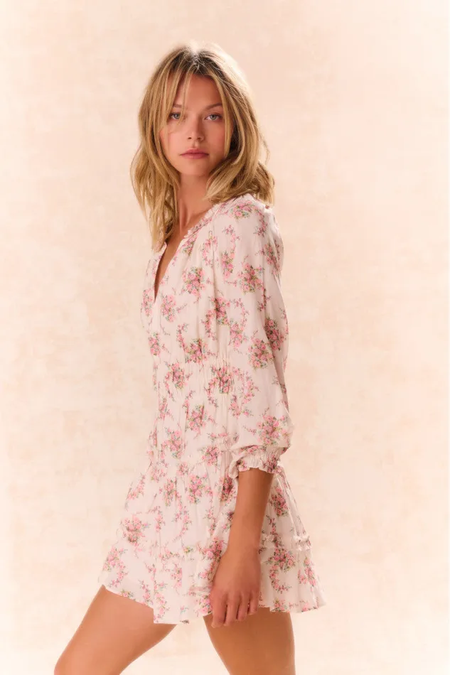 Women Dresses LoveShackFancy Mellini Floral Cotton Mini Dress Mauve Ballet