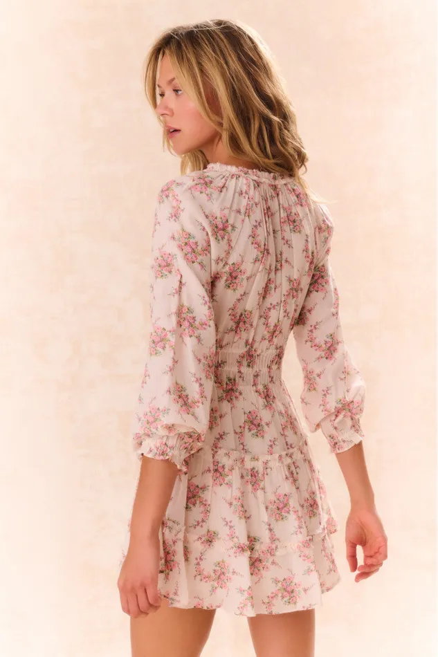 Women Dresses LoveShackFancy Mellini Floral Cotton Mini Dress Mauve Ballet