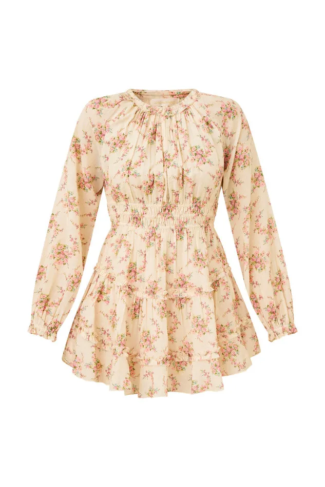 Women Dresses LoveShackFancy Mellini Floral Cotton Mini Dress Mauve Ballet