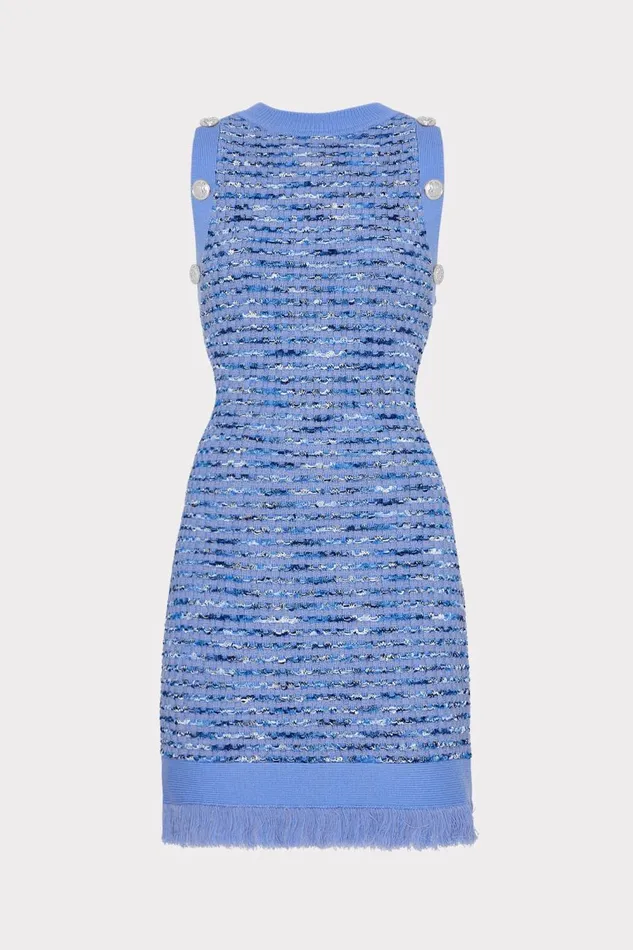 Women Dresses Milly Textured Fringe Knit Mini Dress Blue