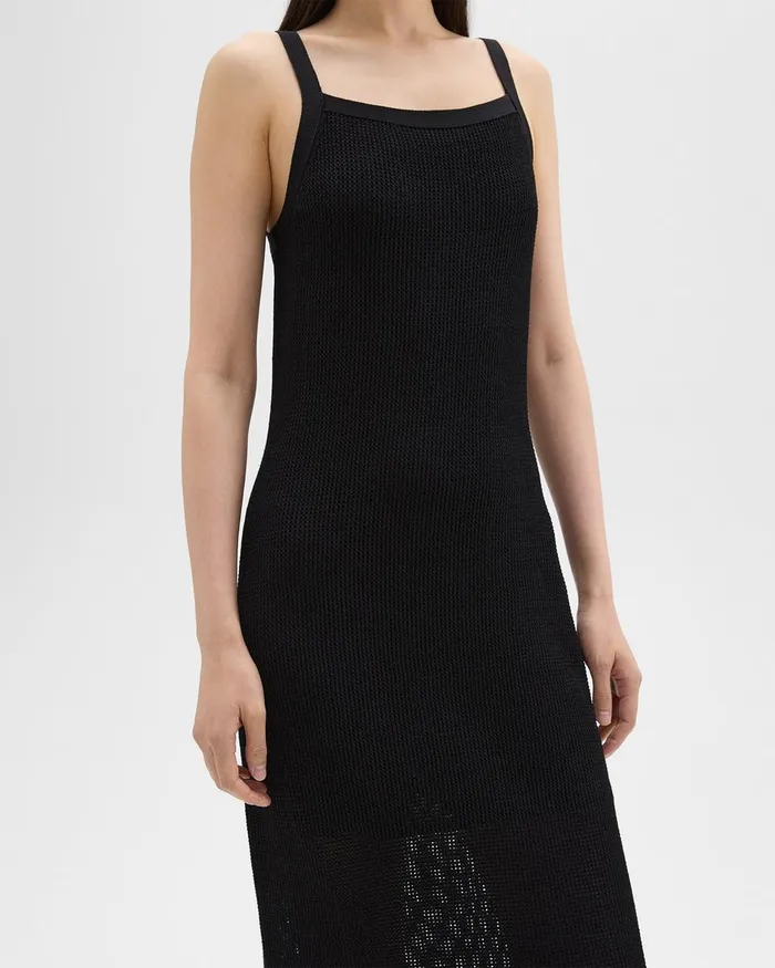 Women Dresses Theory Pointelle Midi Dress In Crepe Knit Black