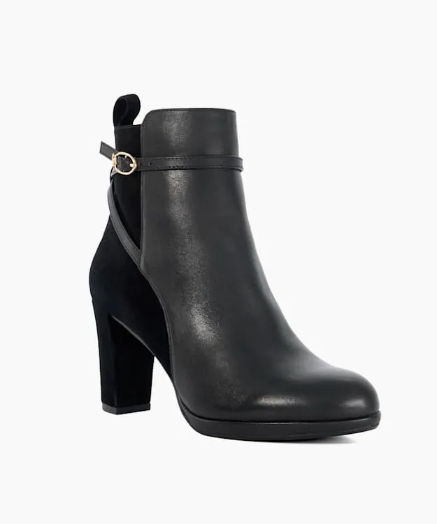 Women Dune London Ankle Boots Branded Buckle Heeled Ankle Boot Black