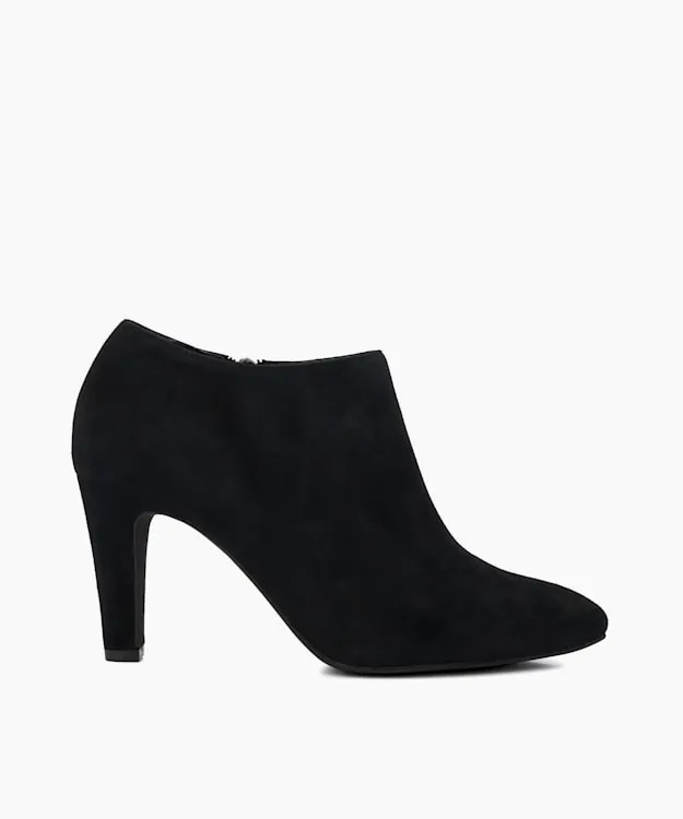 Women Dune London Ankle Boots Heeled Suede Black Ankle Boots Black