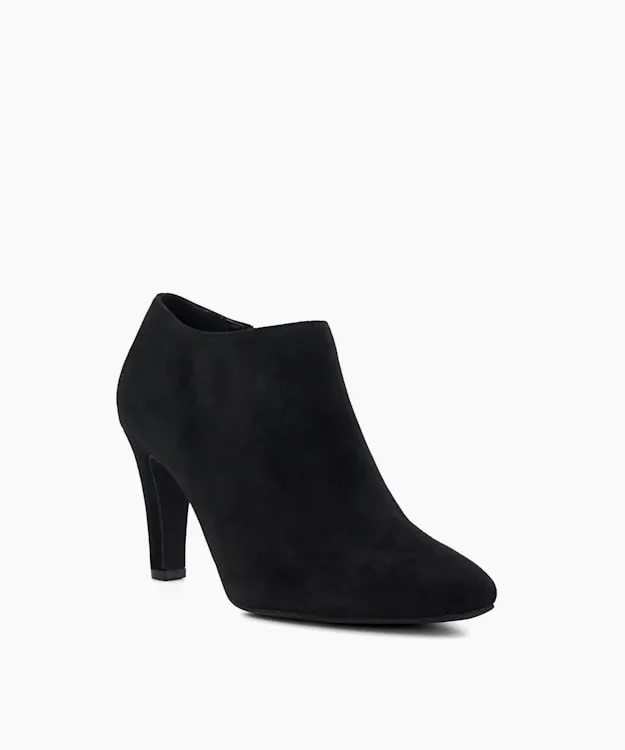 Women Dune London Ankle Boots Heeled Suede Black Ankle Boots Black