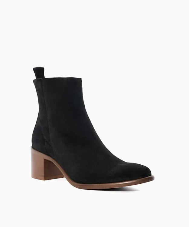 Women Dune London Black Boots Suede Block Heel Ankle Boots Black
