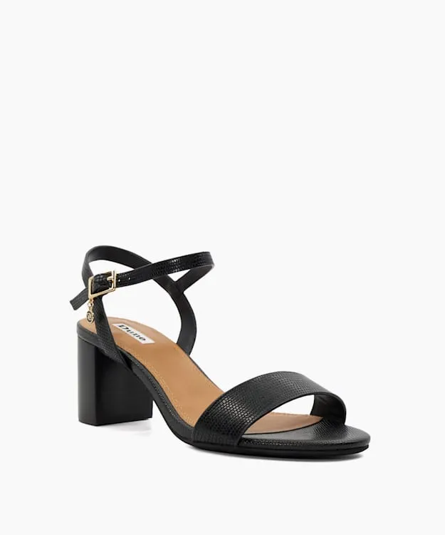 Women Dune London Block Heeled Sandals Leather Block Heeled Sandals Black