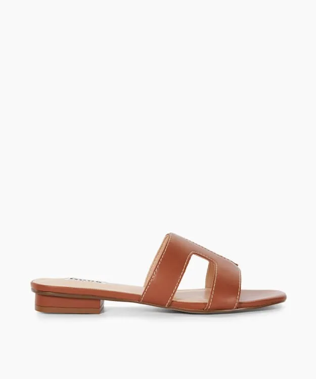 Women Dune London Flat Sandals Smart Slider Sandals Brown
