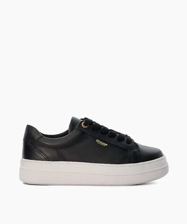 Women Dune London Flat Shoes Branded Chunky Cup Sole Trainers Black