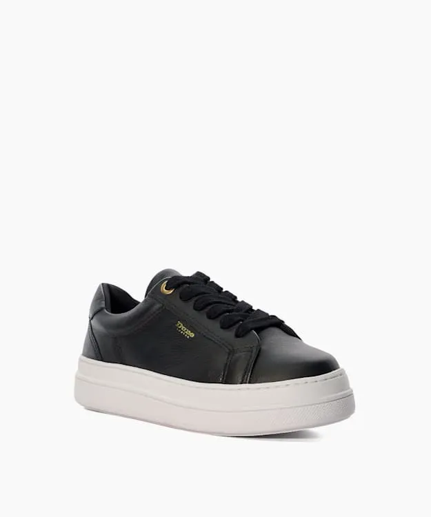 Women Dune London Flat Shoes Branded Chunky Cup Sole Trainers Black