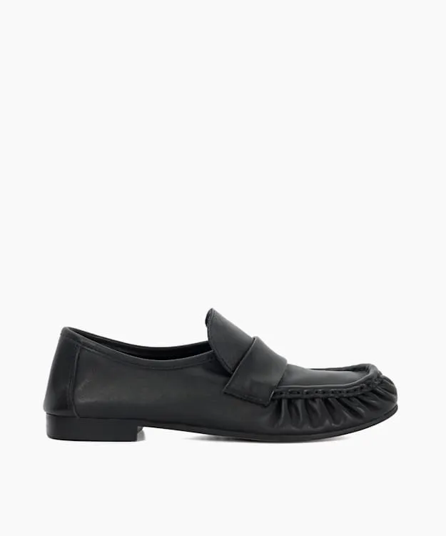Women Dune London Flat Shoes Gathered Detail Loafers Black