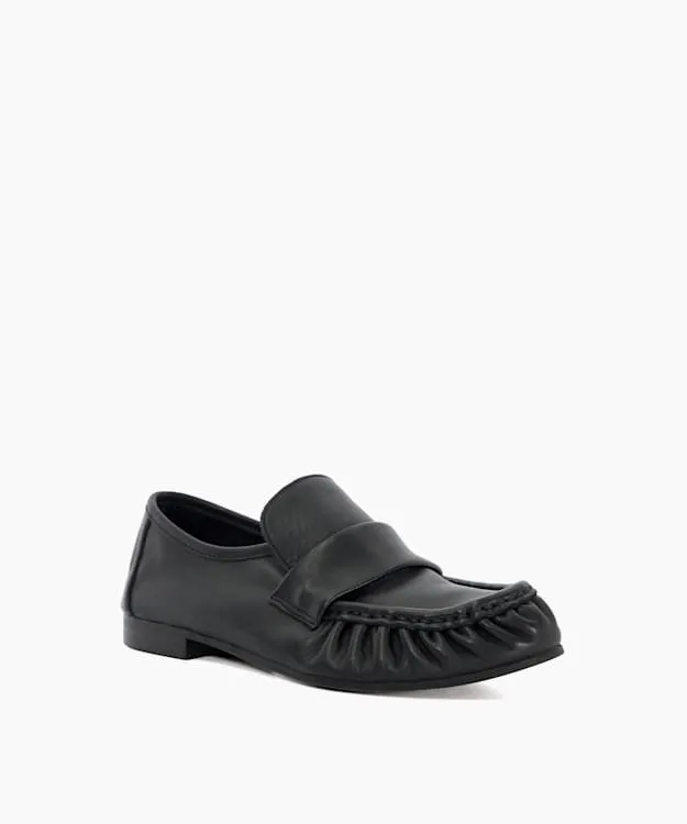 Women Dune London Flat Shoes Gathered Detail Loafers Black