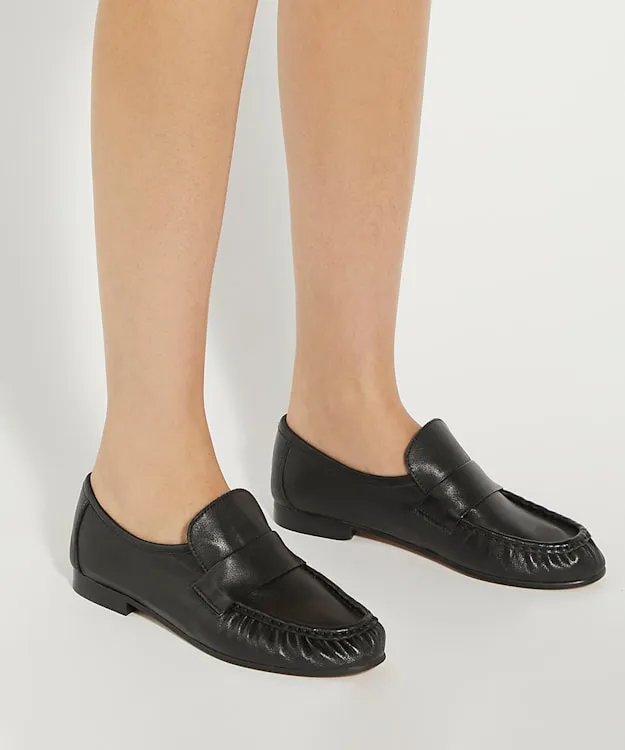 Women Dune London Flat Shoes Gathered Detail Loafers Black