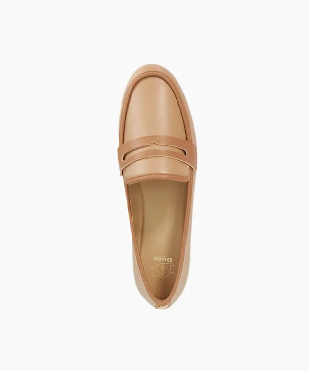 Women Dune London Flat Shoes Leather Penny Loafers Brown