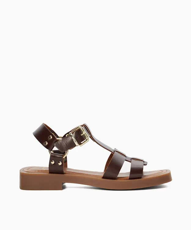 Women Dune London Gladiator Sandals Leather Gladiator Sandals Brown