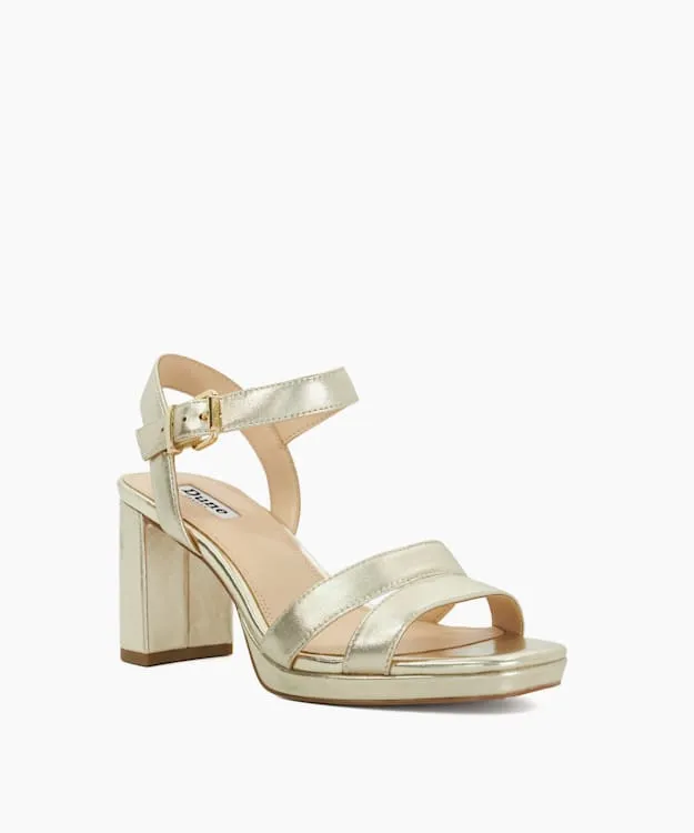 Women Dune London Heeled Sandals Block Heel Sandals Metallic Leather