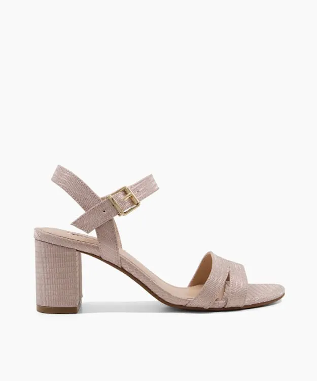Women Dune London Heeled Sandals Metallic Block Heeled Sandals Metallic Fabric