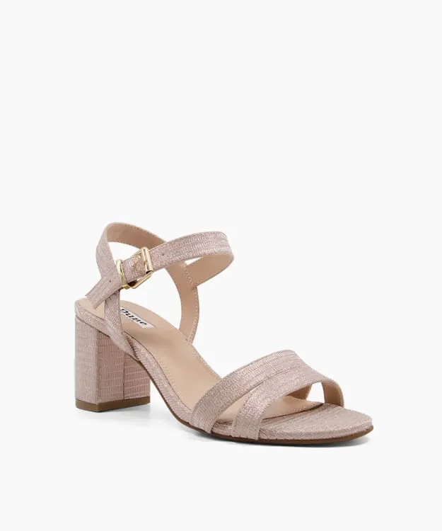 Women Dune London Heeled Sandals Metallic Block Heeled Sandals Metallic Fabric