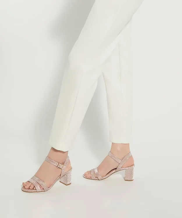 Women Dune London Heeled Sandals Metallic Block Heeled Sandals Metallic Fabric
